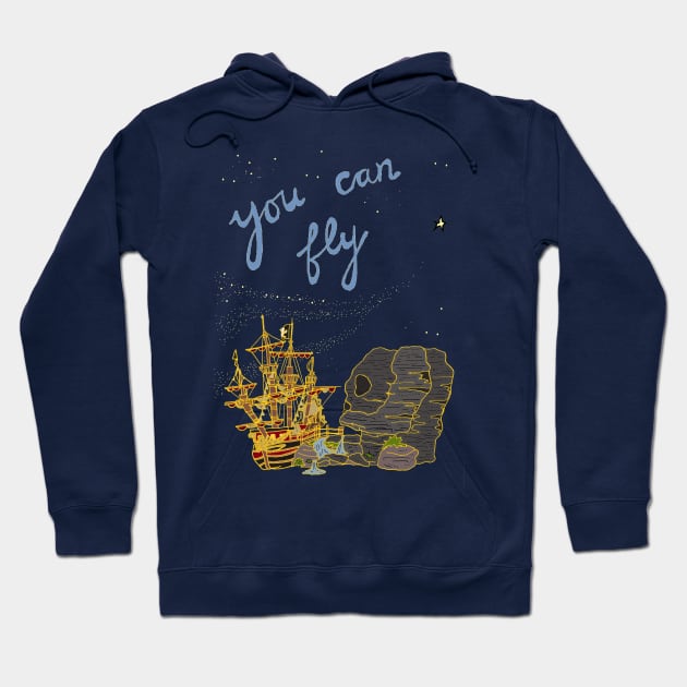 Peter Pan - You Can Fly Hoodie by JennyGreneIllustration